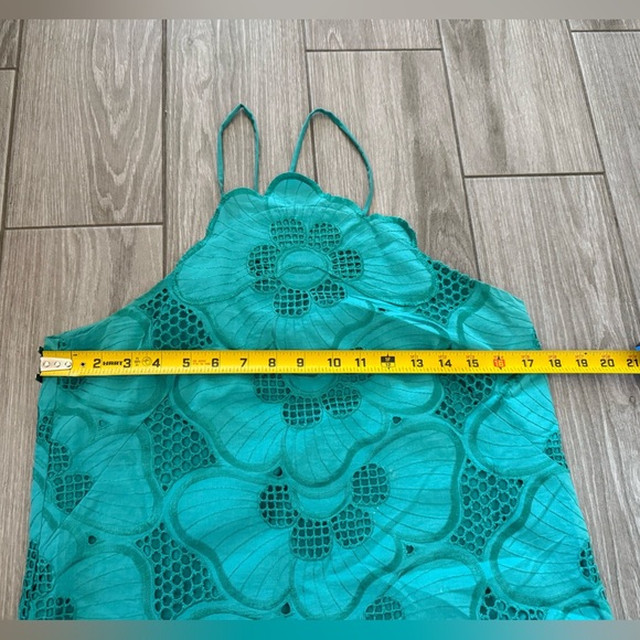 Corey Lynn Calter|Teal boho floral Sleeveless Women's Top,mesh florals•••size S - Picture 10 of 12